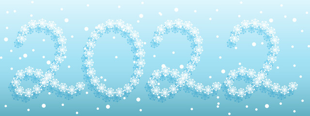 new year 2022 snow snowflake numbers lettering blue white