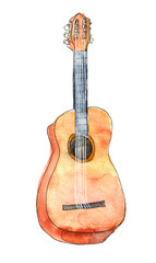 Obraz premium Acoustic guitar watercolor sketch