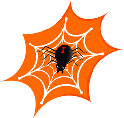 Fototapeta premium venomous black spider sits on a white web 