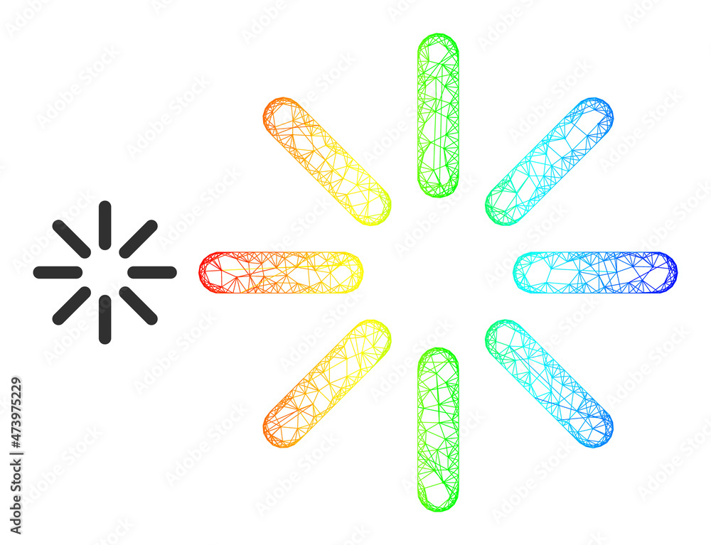 Poster net mesh brightness carcass icon with rainbow gradient. bright carcass mesh brightness icon. flat me