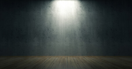 Empty Dark Room Interior with light from Ceiling Lamp