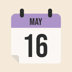 May 16 calendar with date and month for work, meeting