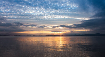 Sunset at North Bay in Florianopolis, Brazil.