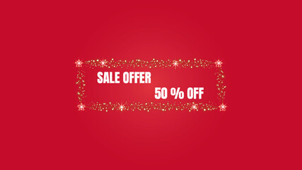 Sale offer design with golden stars and red background