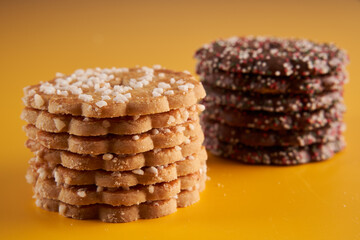 Christmas biscuits on yellow