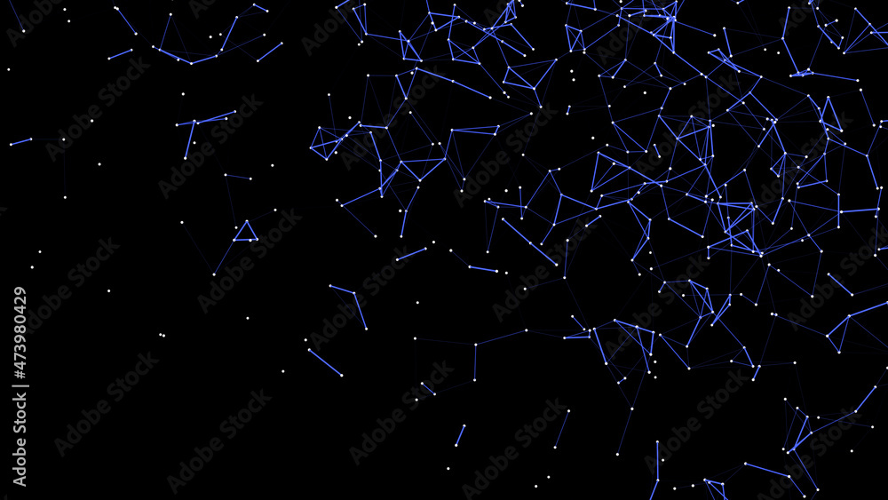 Aufkleber 3d cube of lines and dots. wireframe polygonal element on dark background. science and technology. 3