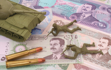 Currency From Iraq With Three Bullets, Close up