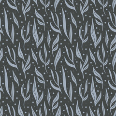 Modern colorful plants illustration pattern. Creative collage contemporary floral seamless pattern. Fashionable template for design.