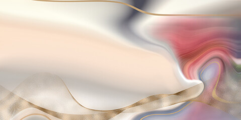 Beautiful pink flowers on pastel abstract background. spring summer gerbera flower in gold frame. Mock up. Place for text