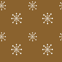 Seamless vector pattern with white snowflake illustrations on a kraft background.Winter,Christmas hand drawn doodle style print.Designs for textiles,fabric,wrapping paper,packages,scrapbooking paper.