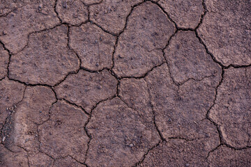Drought background, hardening of the earth, top view of dry earth texture