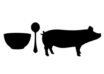 Pork soup. Vector image.