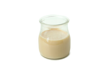 Tahini sauce in a jar isolated on white background