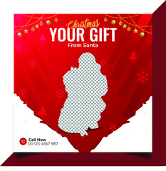 Christmas sale and discount social media post design template and web banner 