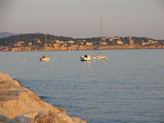 Abendliche Stimmung am Meer. Bandol, St. Tropez, Cote d' Azur, Frejus, Frankreich, Europa ...