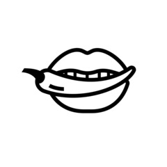 Sexy lips with hot chili pepper in open mouth