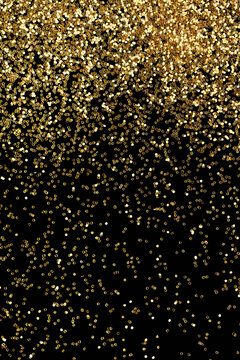 Gold glitter confetti background, luxury New Year party backdrop.