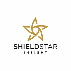 shield star logo design premium vector.