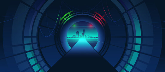 Futuristic tunnel illustration. Technology background