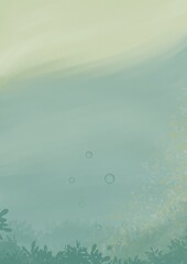Fototapeta premium Watercolor underwater abstract background with bubbles 