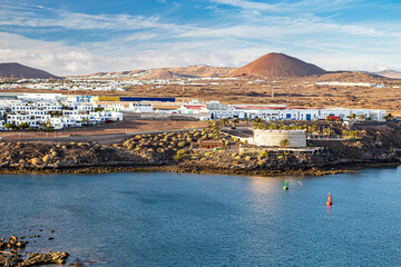 Fototapeta premium Panoramic photograph of the city of Arrecife on the island of Lanzarote, Canary Islands, Spain