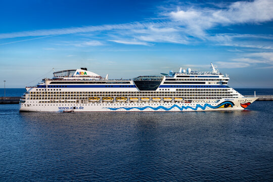 Lanzarote, Spain - February 06, 2020: AIDAstella cruise ship leaving port in Arrecife, Canary Island.