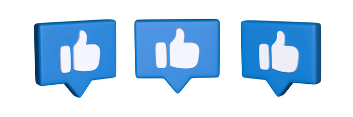 Set of "like" icons isolated on a white background. 3d image