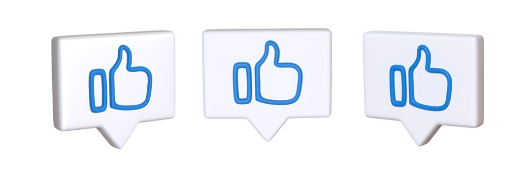 Set of "like" icons isolated on a white background. 3d image