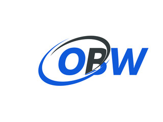 OBW letter creative modern elegant swoosh logo design