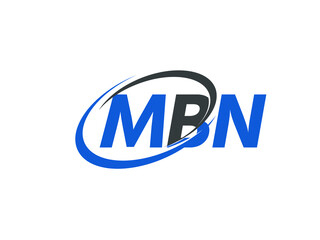 MBN letter creative modern elegant swoosh logo design