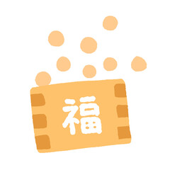 豆まきの升と豆のイラスト