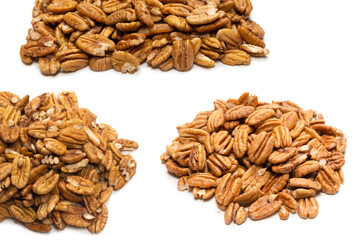 Pecan-nut isolated on white background.