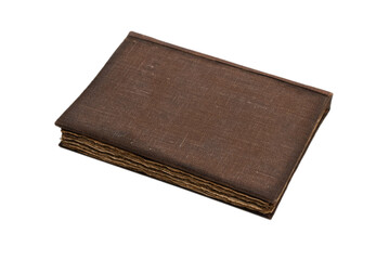 An old brown book isolated on white background.