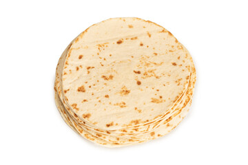 Grilled pitta bread isolated on white background.