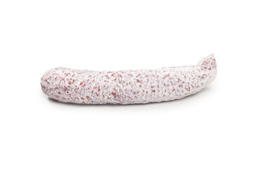 Tasty salami isolated on a white background.