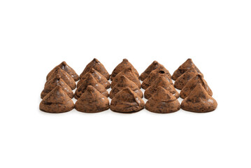 Chocolate truffles isolated on a white background.