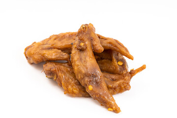 Spicy duck wing tip on pure white background