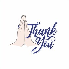  Conceptual Typography of Thank You. Unique Creative Template Design of Thank You. Folded Hand Illustration.