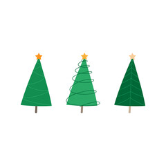 Christmas cute tree vector illustration icon set
