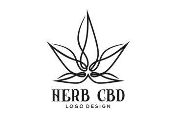Vintage Marijuana Cannabis Hemp Pot Leaf THC CBD logo design