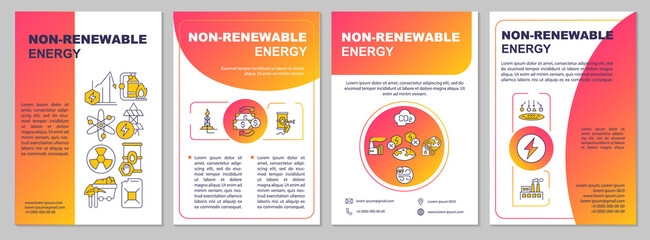 Limited energy sources brochure template. Nature pollution. Booklet print design with linear icons. Vector layouts for presentation, annual reports, advertisement. Arial, Myriad Pro-Regular fonts used