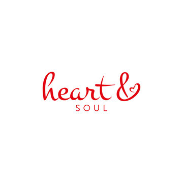heart & soul logo lettering design vector template