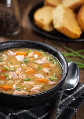 Bowl of ham and bean soup