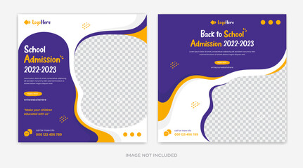 School Admission Social media post template design layout for education purpose vector