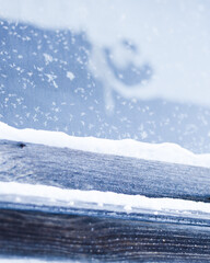 Fototapeta na wymiar Closeup on window with frost on it