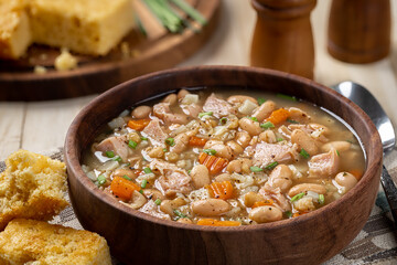 Bowl of ham and bean souph