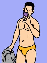 Fototapeta premium cute man cartoon on blue background