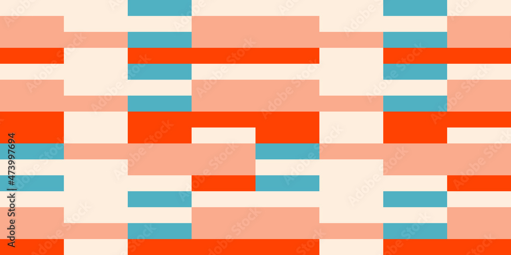 Aufkleber Modern vector abstract  geometric background with stripes, rectangles and squares  in retro style. Pastel colored simple shapes graphic pattern. Abstract mosaic artwork.