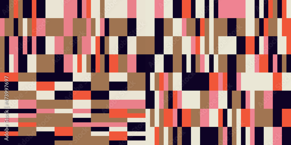 Aufkleber Modern vector abstract  geometric background with circles, rectangles and squares  in retro  style. Pastel colored simple shapes graphic pattern. Abstract mosaic artwork.