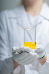 Chemical test tubes and flasks with petroleum products